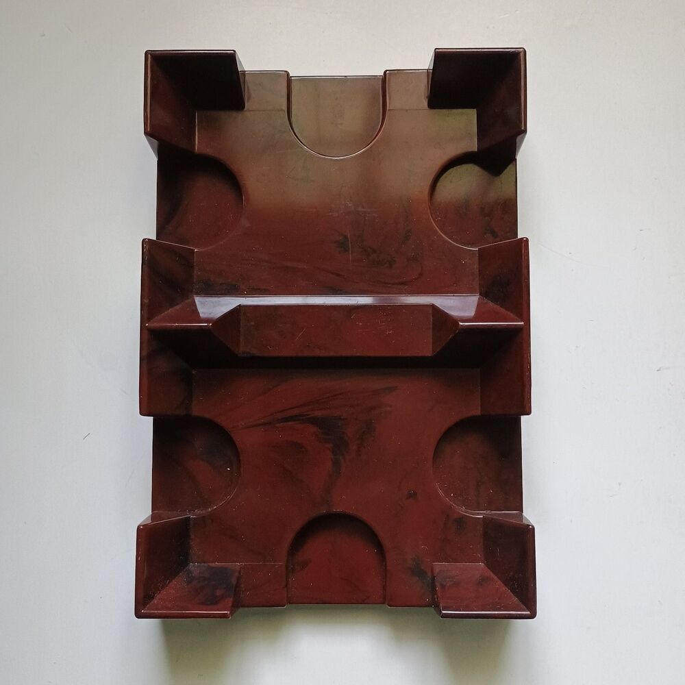 Vintage Red Marbled-Look Two Deck Plastic Playing Card Holder